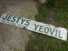 Jesty's of Yeovil enamel sign 185cm x 31cm