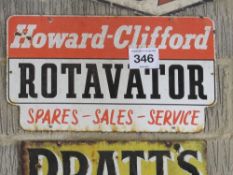 Howard Clifford rotovator enamel sign 61cm x 35cm