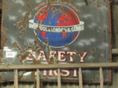 Liverpool & London globe Safety First enamel sign 123cm x 103cm