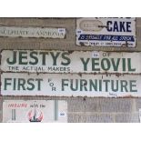 Jestys of Yeovil and First for Furniture enamel signs 185cm x 31cm