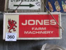 Jones Farm Machinery illuminating sign 46cm x 21cm x 12cm