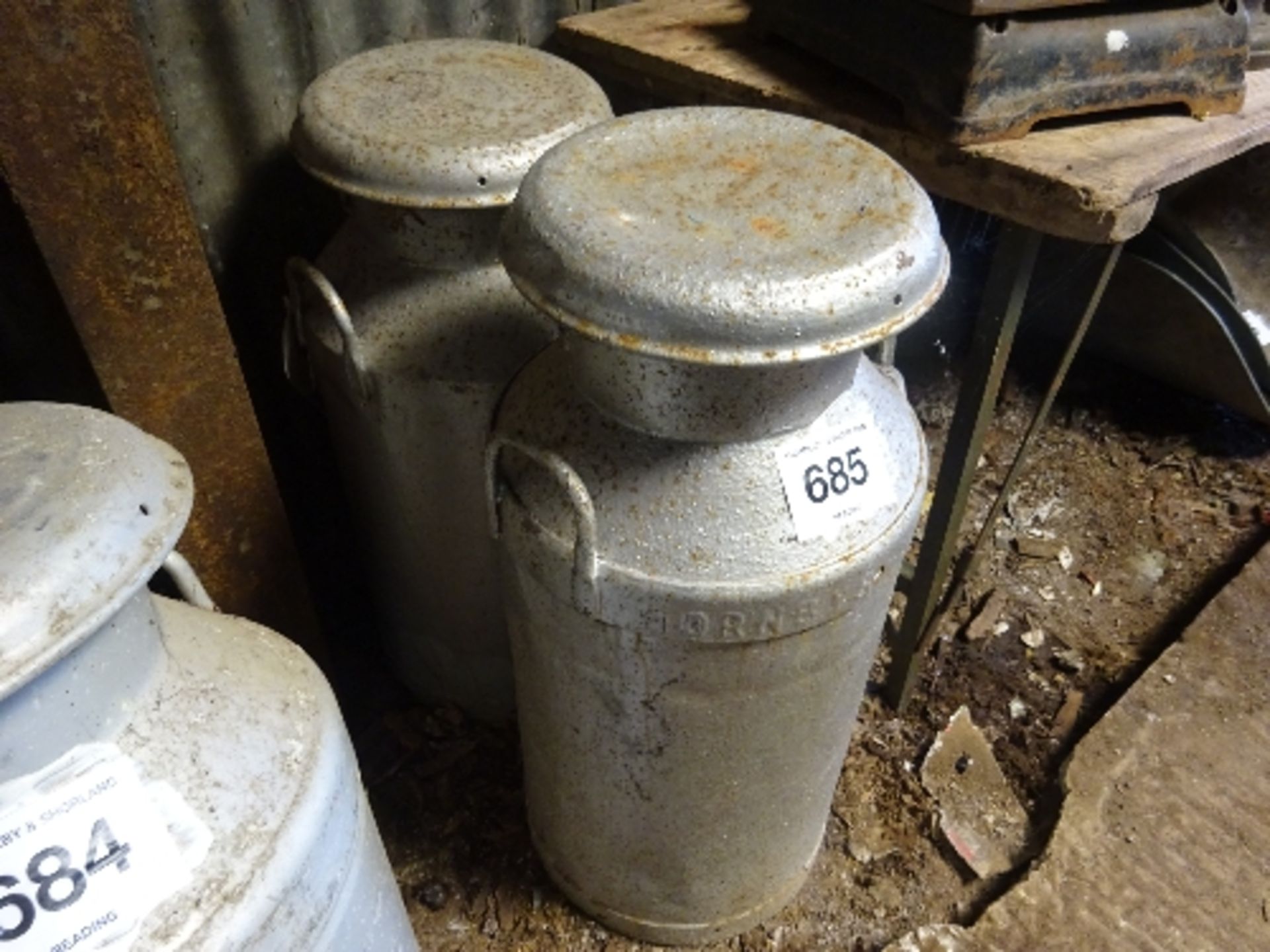 2 no 10 gallon iron churns