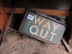 Way Out enamel sign 61cm x 30cm