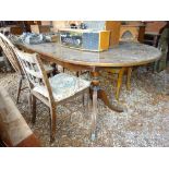 Mahogany dining table and 4 assorted chairs