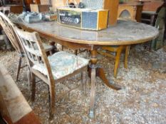 Mahogany dining table and 4 assorted chairs