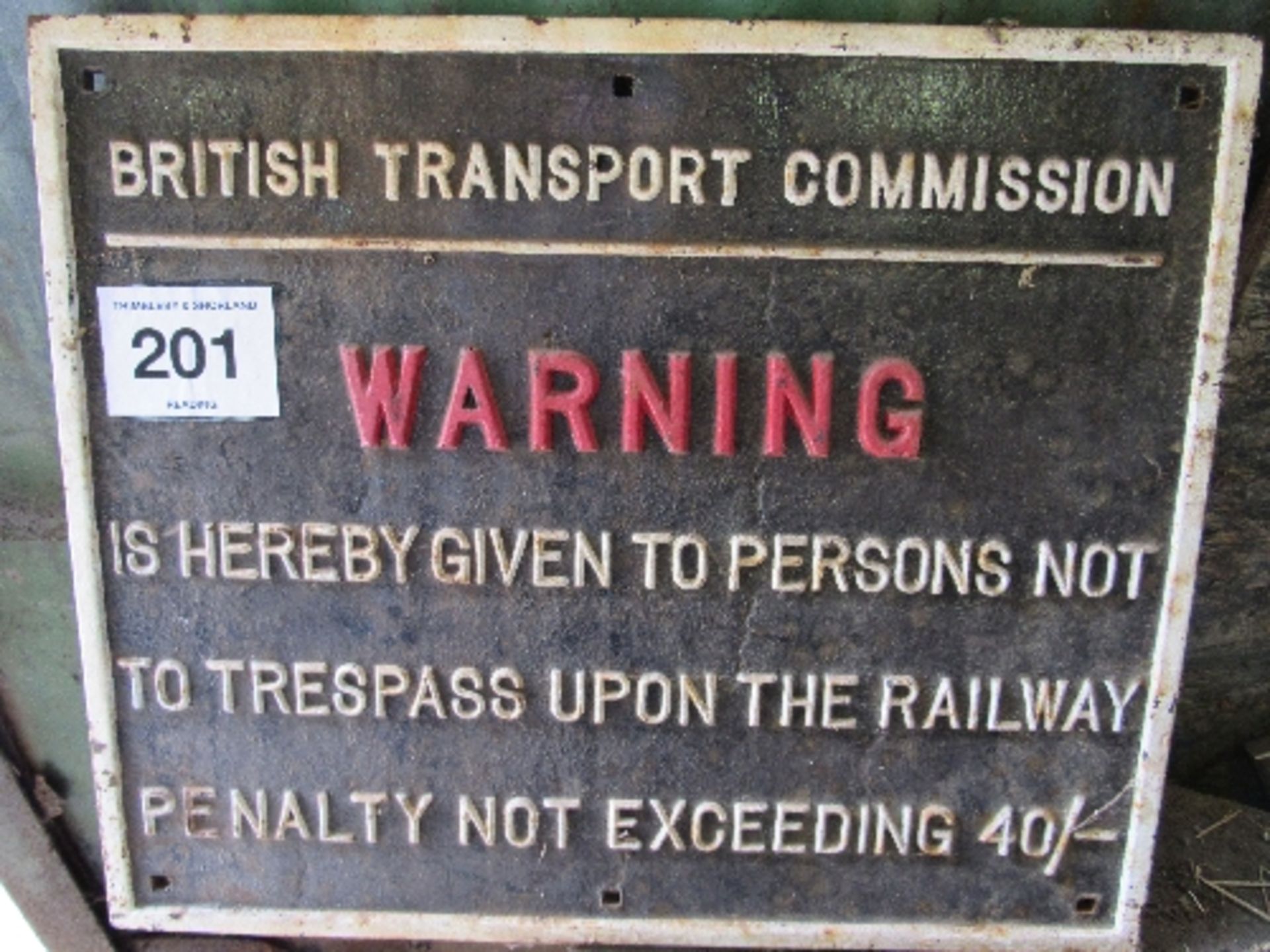 British Transport Commission warning sign 58cm x 48cm