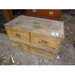 Pine chest (2 over 1 drawers) c/w brass name plate ' W Lovell CS'
