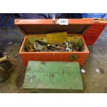 2 wooden tool boxes and contents
