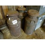 3 no 10 gallon iron churns