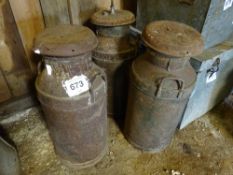 3 no 10 gallon iron churns