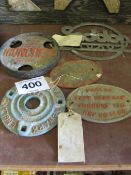 Nicholsons, Ironcrete plaques, Seddon sign and two other plaques