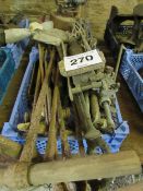 2 trays of various hand tools, foot pump and blow lamp