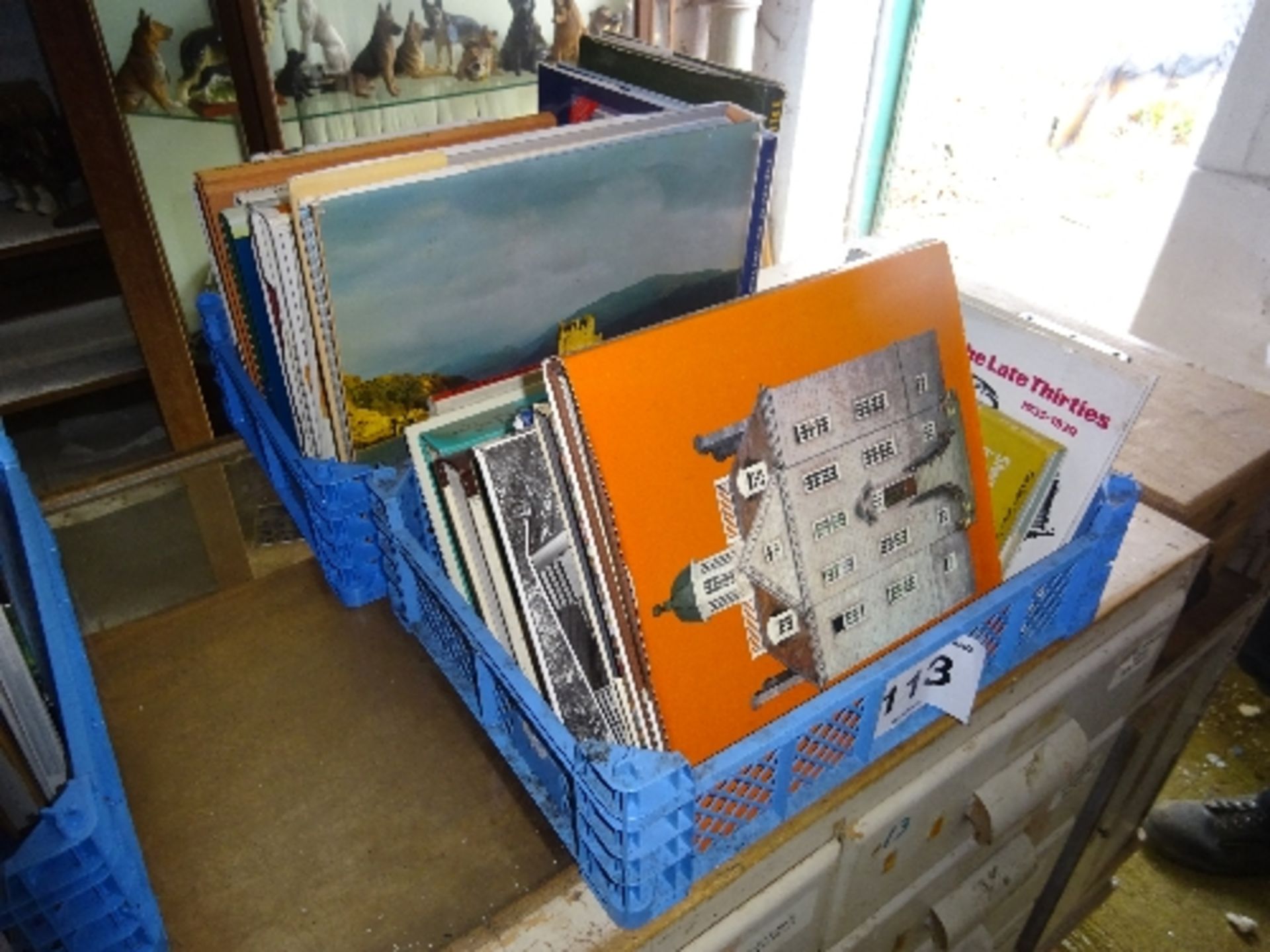 2 trays of various books