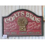 Coats Bros merchant wooden sign 91cm, 61cm and UK map 96cm x 132cm