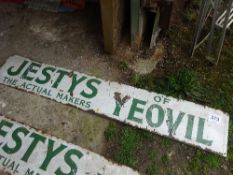 Jesty's of Yeovil enamel sign 185cm x 31cm