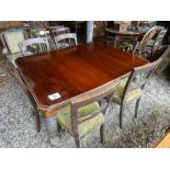 Mahogany dining table and 6 upholstered chairs