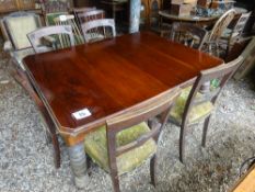 Mahogany dining table and 6 upholstered chairs