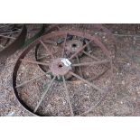 Pair of Nicholson iron implement wheel 4ft diameter approx