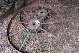 Pair of Nicholson iron implement wheel 4ft diameter approx