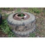 Pair of 10.00-20 wheels and tyres