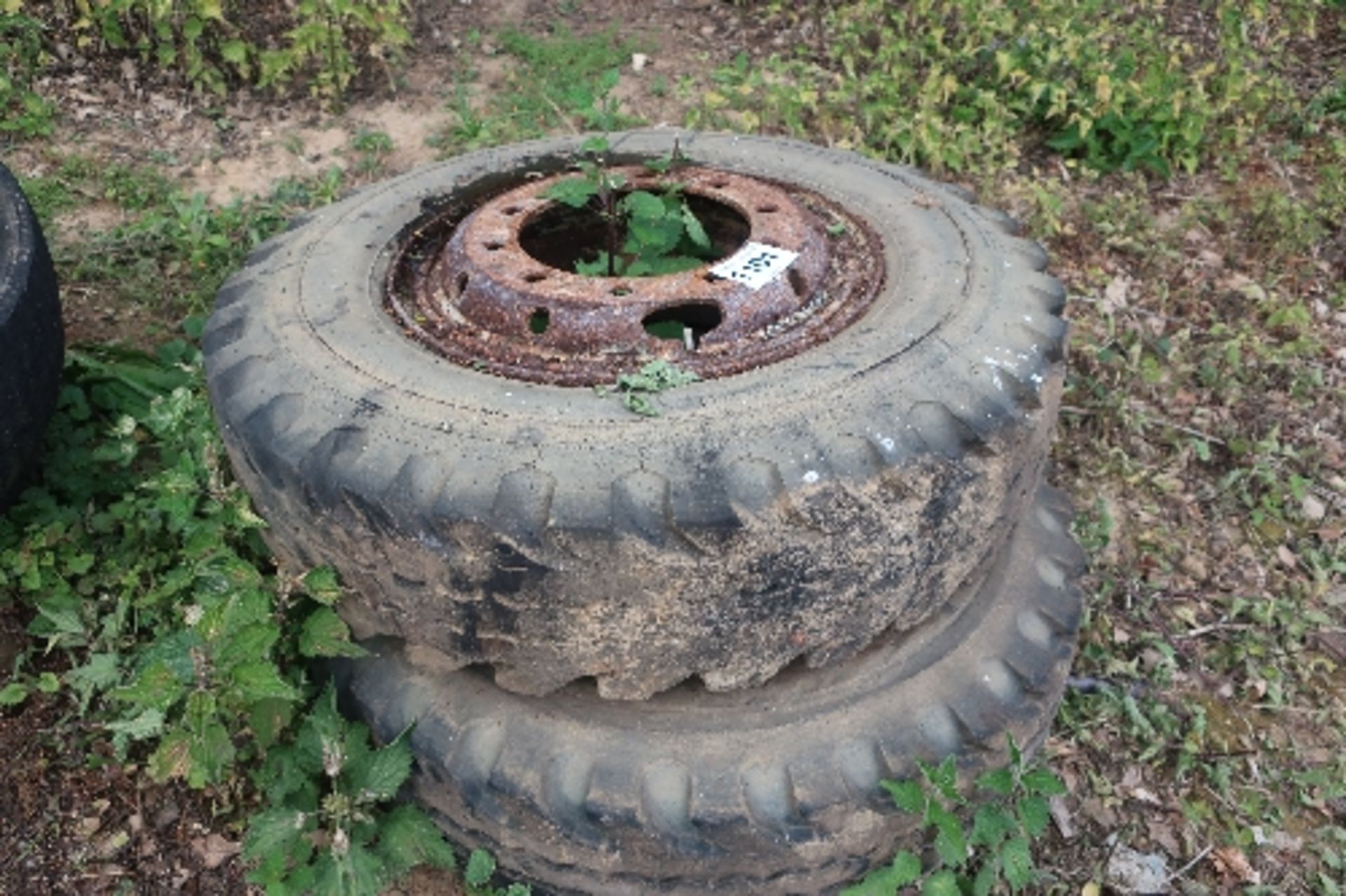 Pair of 10.00-20 wheels and tyres