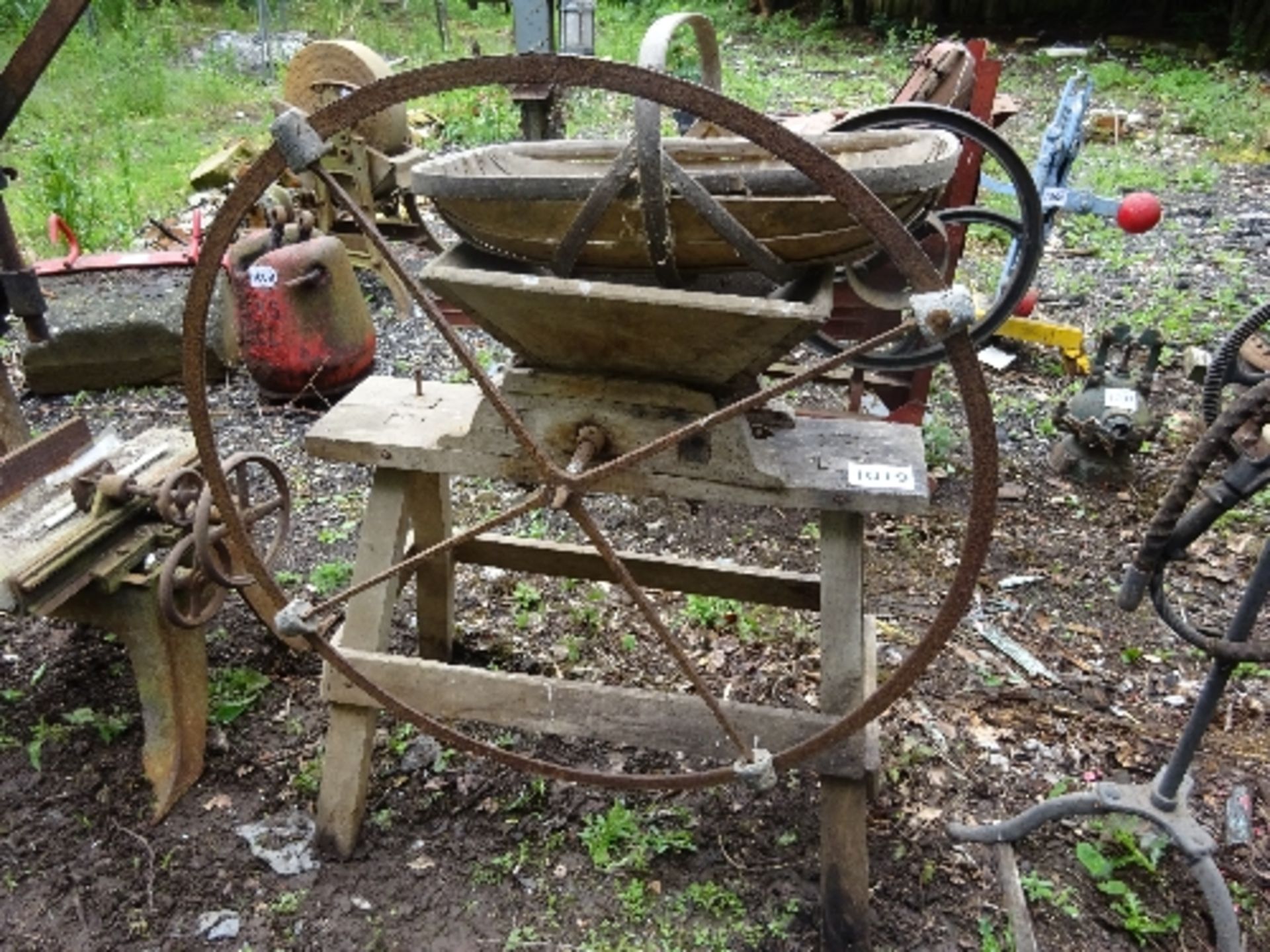 Wooden hand driven roller mill