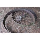 Pair of iron implement wheels 4ft diameter approx