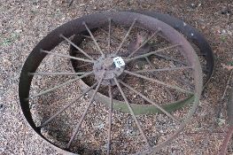 Pair of iron implement wheels 4ft diameter approx