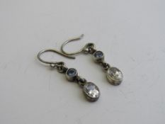 Pair of vintage earrings with blue & white stones. Estimate £20-30.