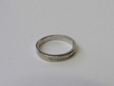 18ct white gold half eternity ring, half set with diamonds, size J, weight 3.0gms. Estimate £350-