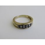 9ct yellow gold, sapphire & diamond Greek key style ring, size R, weight 3.7gms. Estimate £90-100.