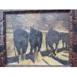 Oil on canvas of Shire Horses in heavy frame, signed Arminell Moorshead. Estimate £5-10.