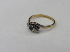 18ct gold & platinum diamond & sapphire ring, size M, weight 2.7gms. Estimate £60-80.