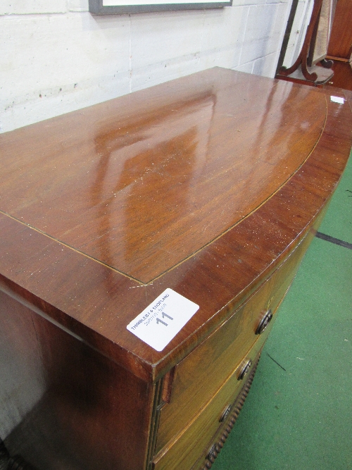 Mahogany bow fronted chest of drawers with long frieze drawer above 2 over 3 graduated drawers, - Image 2 of 5