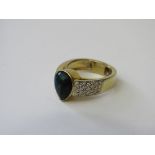 18ct gold heavy pave diamond & pear shaped opal ring, size Q, weight 11.6gms. Estimate £850-1000.