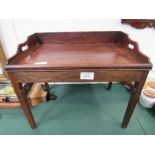 Mahogany butler's tray & low stand. Estimate £30-50.