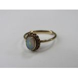 9ct rose gold fire opal ring, size M, weight 1.8gms, together with tested 9ct gold pink stone