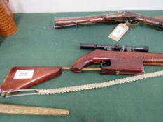 BSA Meteor .22 calibre air rifle with engraving, c/w telescopic sights. Estimate £25-40.