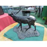 Bronze figure of a red deer stag by Hunt. Estimate £100-120.