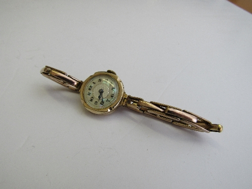 9ct rolled gold on silver cocktail watch with pearlescent face. Estimate £100-150. - Image 2 of 2