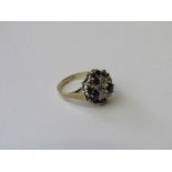9ct gold, sapphire & diamond cluster ring, size L, weight 3.7gms. Estimate £100-125.