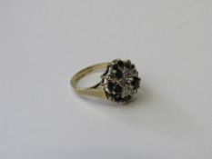 9ct gold, sapphire & diamond cluster ring, size L, weight 3.7gms. Estimate £100-125.