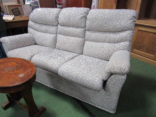 G-Plan 3 seat sofa in pale blue leaf upholstery, 193cms x 85cms. Estimate £20-40. - Image 2 of 3