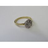 18ct gold & diamond flower set ring, size O 1/2, weight 3.9gms. Estimate £250-300.