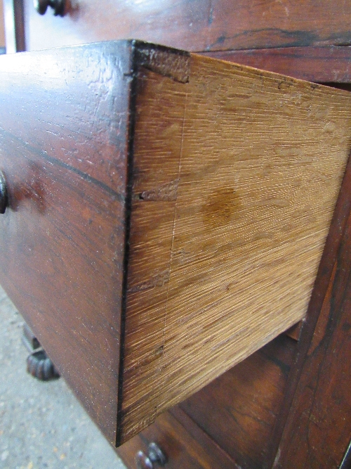 Rosewood Davenport on bung feet with fretted rail to back, side drawer including 2 inkwells, 54cms x - Image 4 of 5