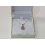 'Lulea' sterling silver necklace & bright cut pendant in box. Estimate £15-20.