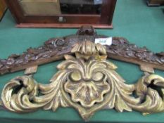 2 carved wooden pelmets, one gilded. Estimate £10-20.