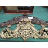 2 carved wooden pelmets, one gilded. Estimate £10-20.