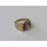 9ct gold, ruby & diamond ring, size J 1/2, weight 3.4gms. Estimate £150-200.