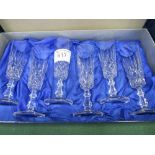 6 Royal County crystal champagne flutes. Estimate £15-25.
